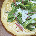 Three Cheese Green Pizza with Fresh Arugula
