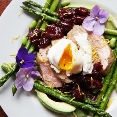 Spring Salad with Pork Tenderloin Rhubarb Sauce