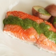 Baked Salmon with Green Sauce