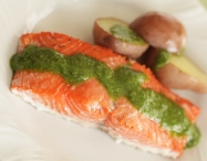 Baked Salmon with Green Sauce