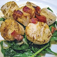 Pan-Seared Scallops with Bacon and Spinach